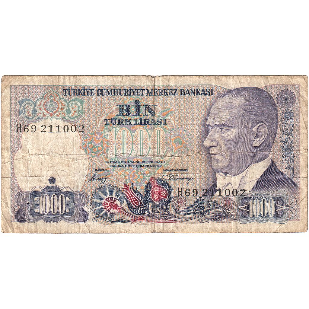 Turkije, 1000 Lira, KM:196, B