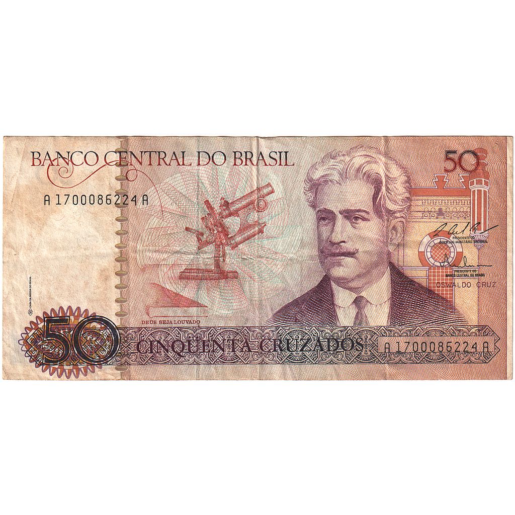 Brasil, 50 Cruzados, Undated (1986-88), KM:210b, VF(20-25)