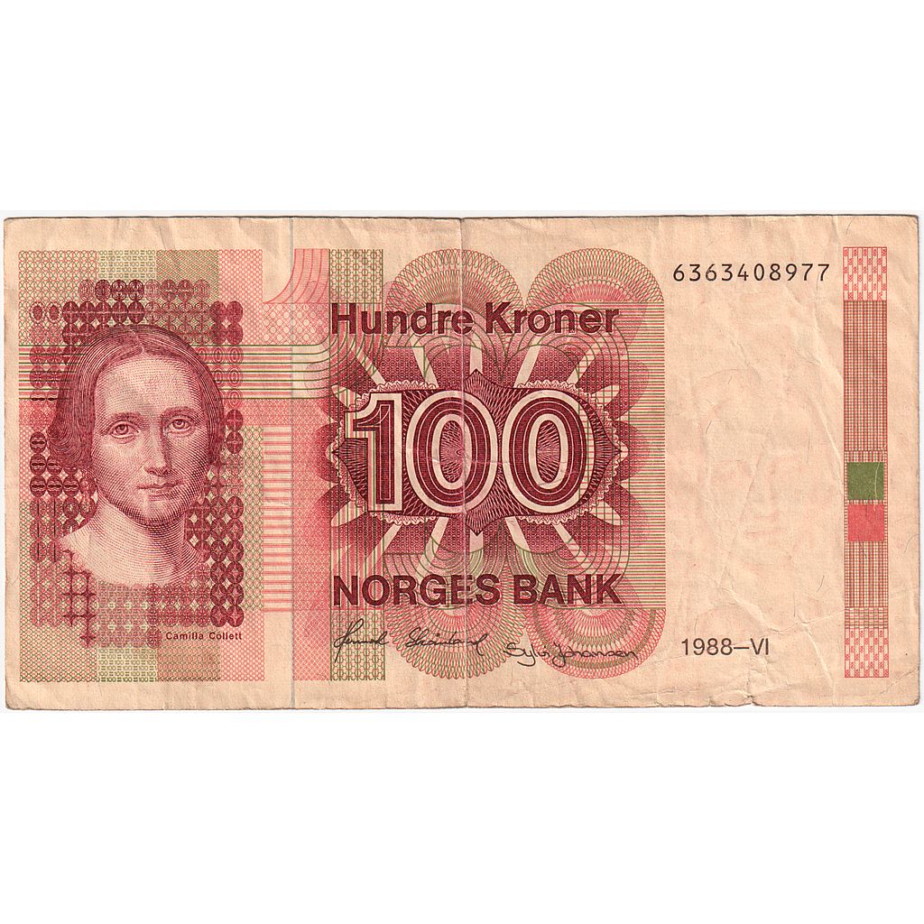 Norway, 100 Kroner, 1988, KM:43d, VF(30-35)