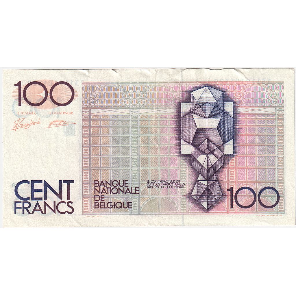Belgio, 100 Francs, KM:142a, MB+