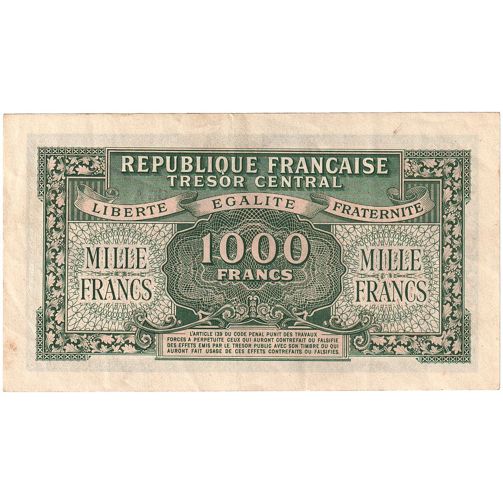Francja, 1000 Francs, Marianne, 1945, 06A397568, UNC(60-62), Fayette:VF 12.1