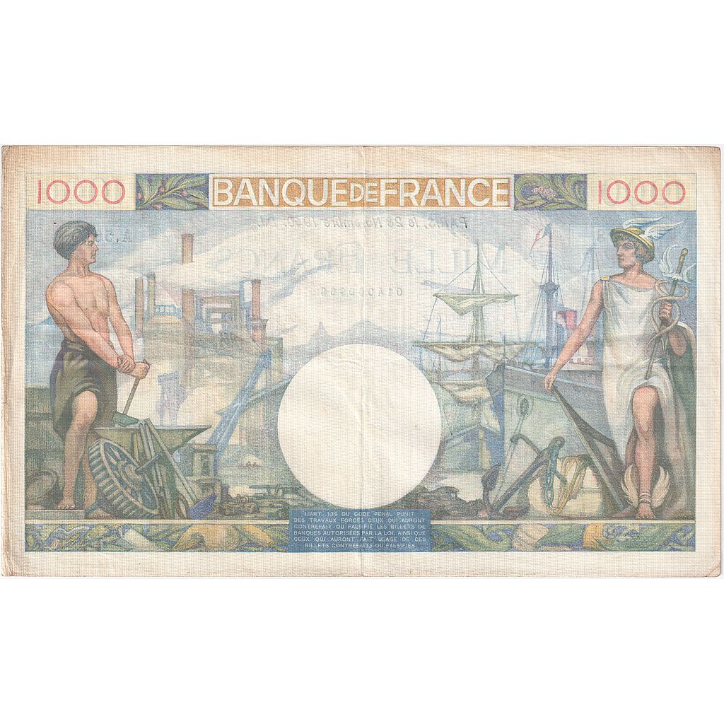 France, 1000 Francs, A.561, AU(55-58), Fayette:39.2, KM:96a