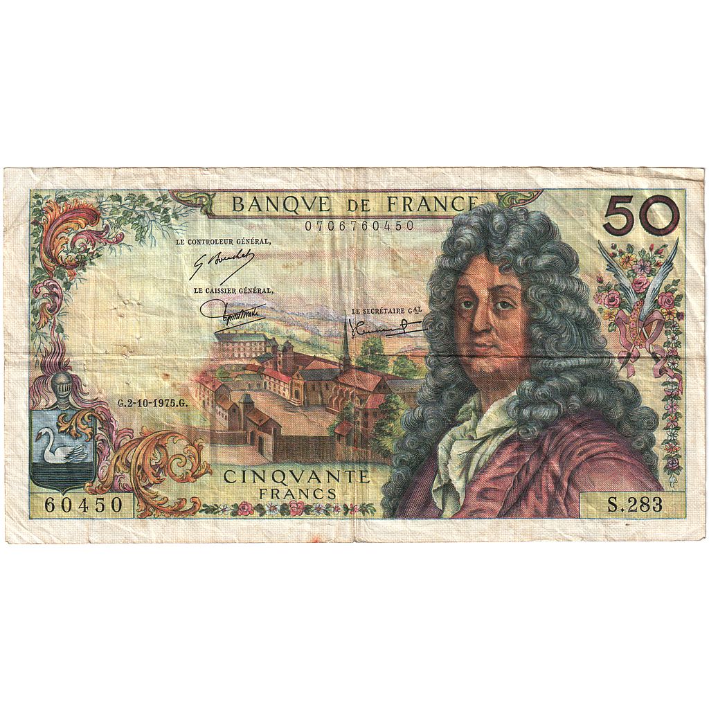 Francia, 50 Francs, Racine, 1975, S.283, BC, Fayette:64.31, KM:148e