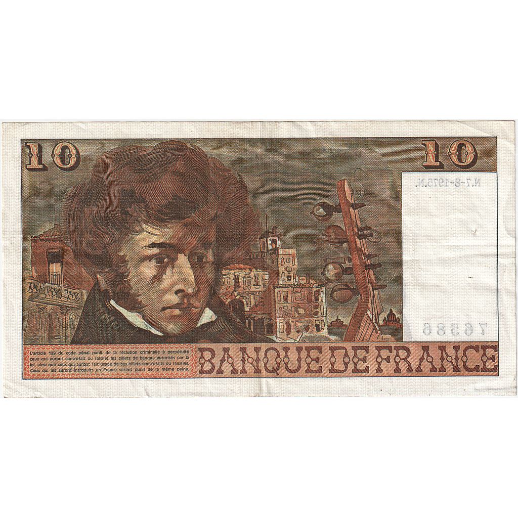 France, 10 Francs, Berlioz, 1975, L.221, VF(20-25), Fayette:63.12, KM:150b