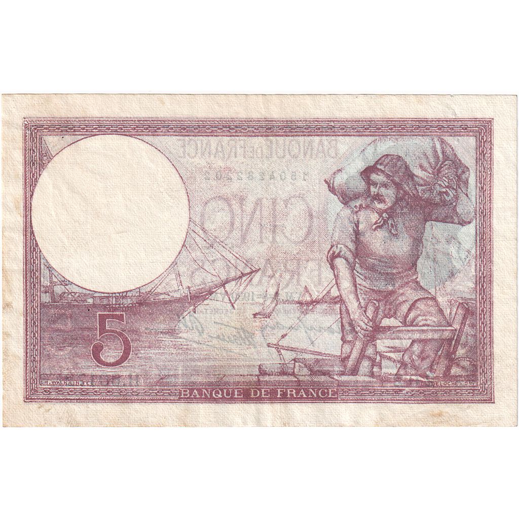 France, 5 Francs, 1939, H.60172, EF(40-45), Fayette:4.4, KM:83