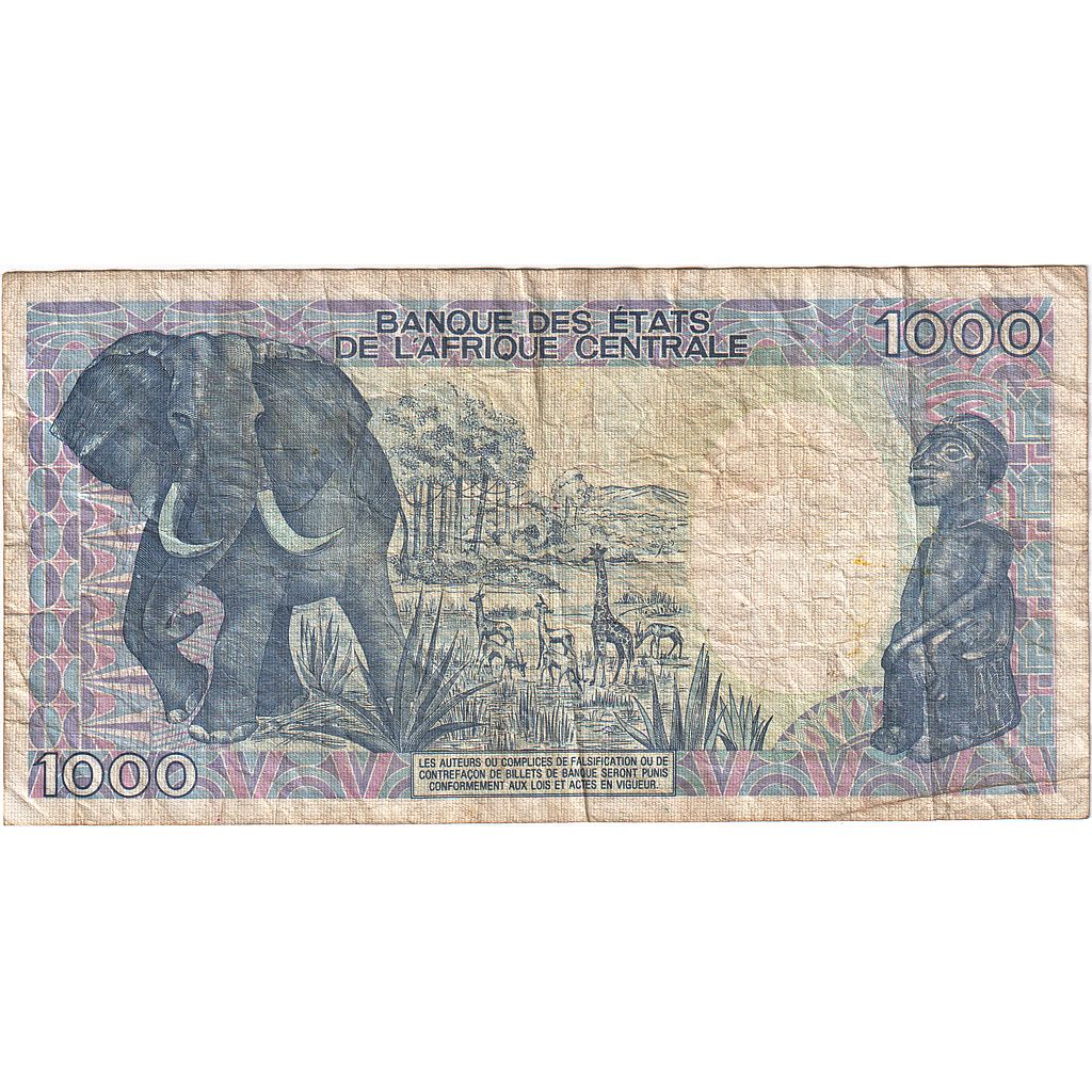 Congo Republic, 1000 Francs, 1987, 1987-01-01, KM:9, VF(20-25)