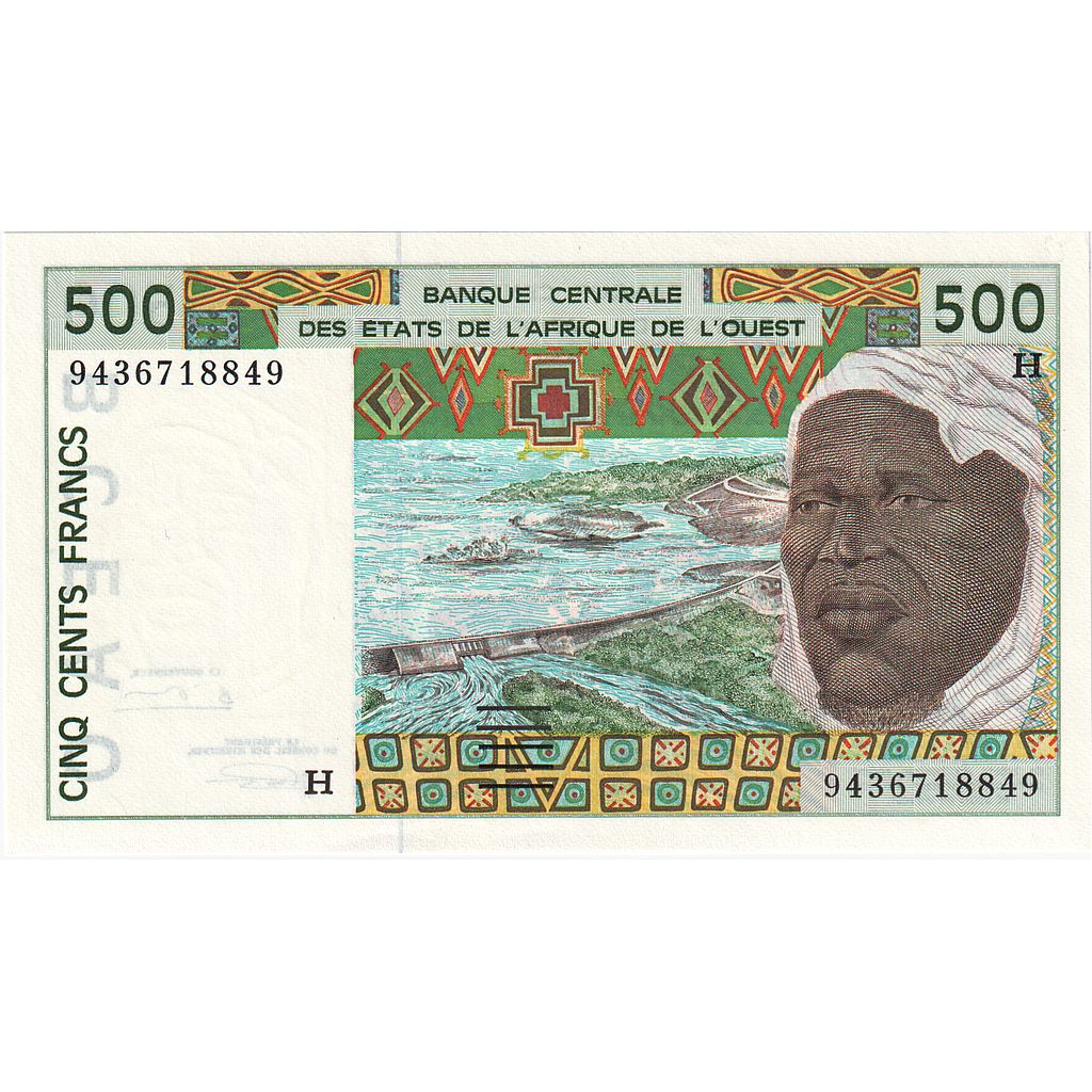 West African States, 500 Francs, 1991-2003, KM:110Aa, UNC(65-70)