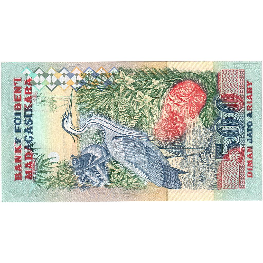 Madagáscar, 2500 Francs = 500 Ariary, KM:72Ab, UNC(65-70)