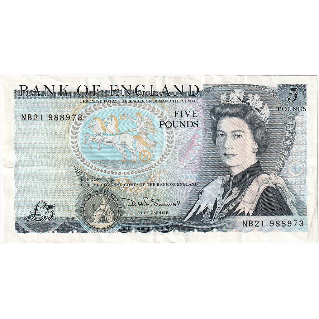 Great Britain, 5 Pounds, Undated (1980-87), KM:378c, EF(40-45)