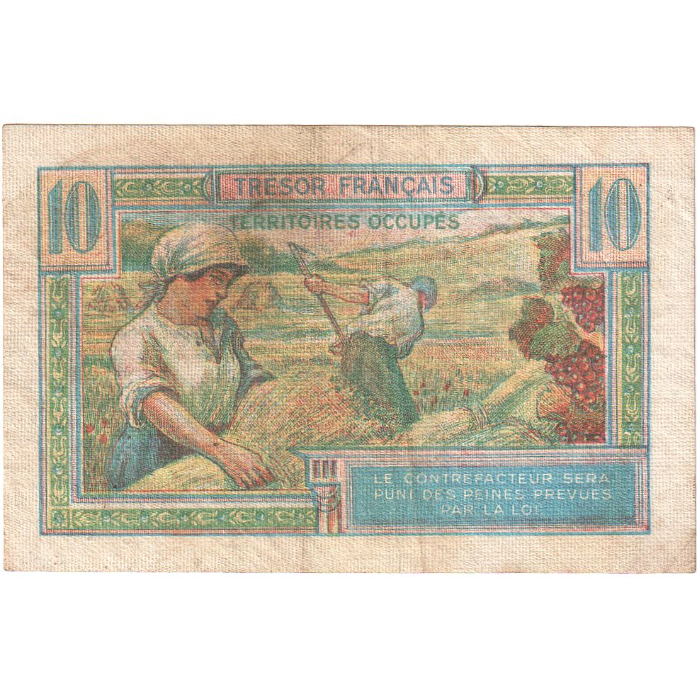 France, 10 Francs, 1947 French Treasury, 1947, A.01834235, AU(55-58)