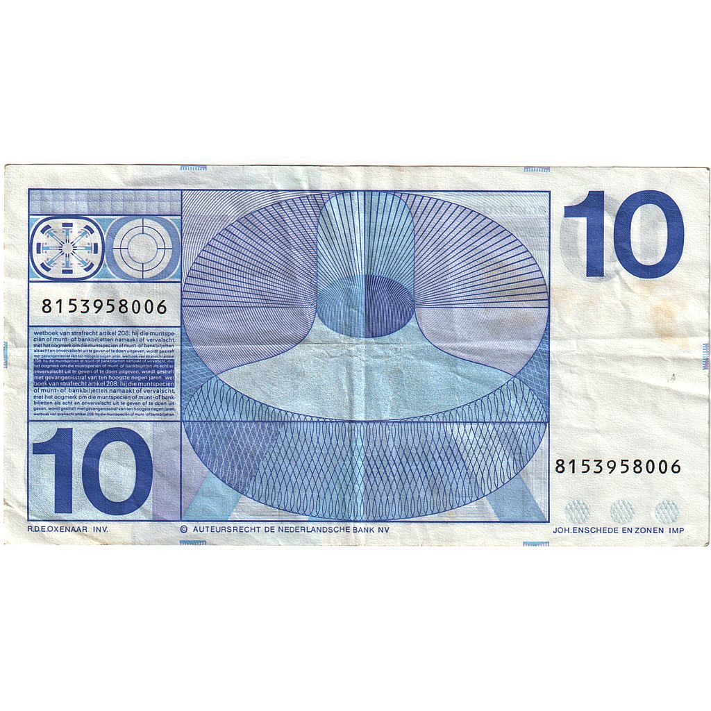 Netherlands, 10 Gulden, 1968, 1968-04-25, KM:91b, VF(20-25)
