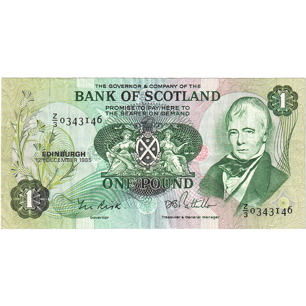 Scotland, 1 Pound, 1985, 1985-12-12, KM:111f, UNC(63)