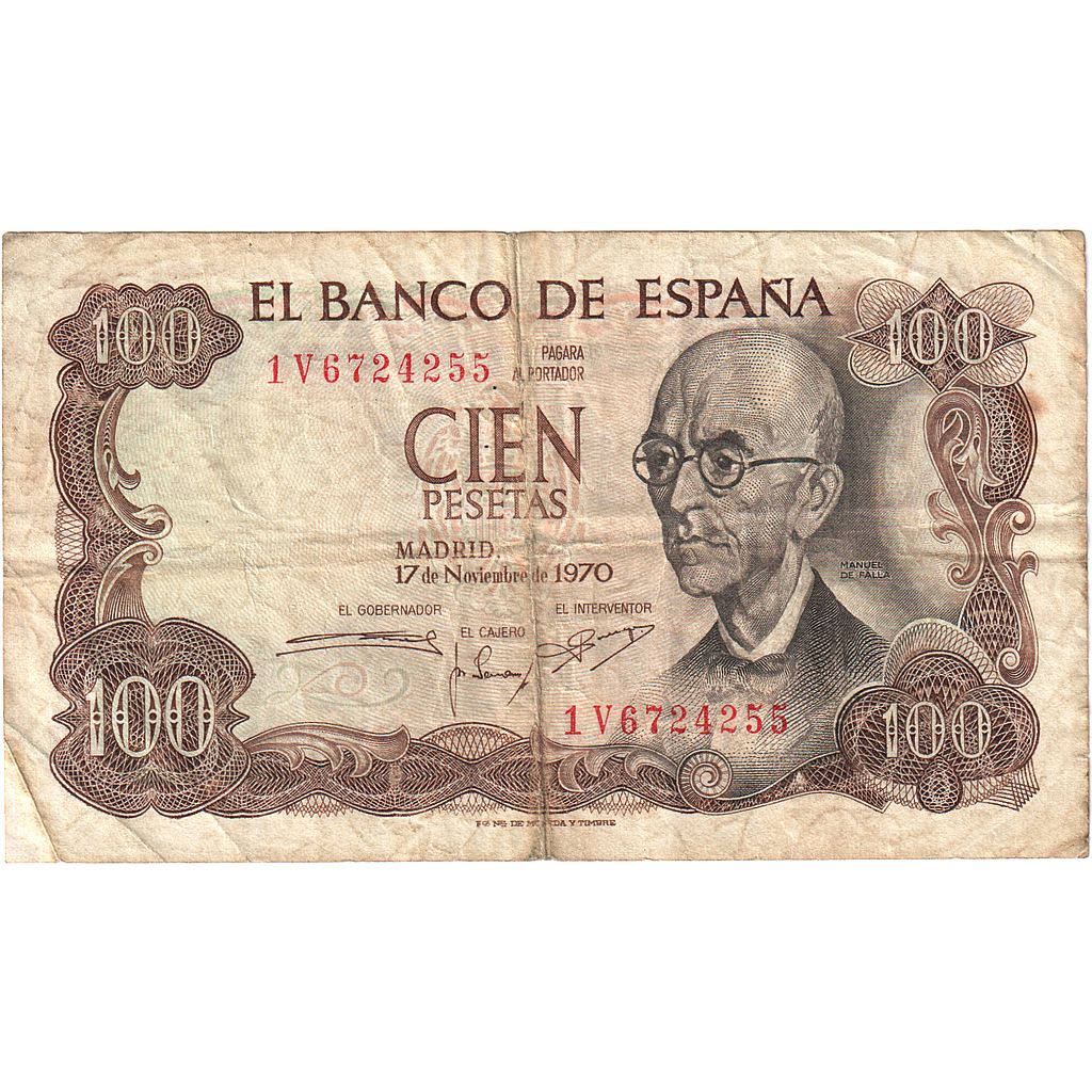 Spain, 100 Pesetas, 1974, 1970-11-17, KM:152a, VF(20-25)