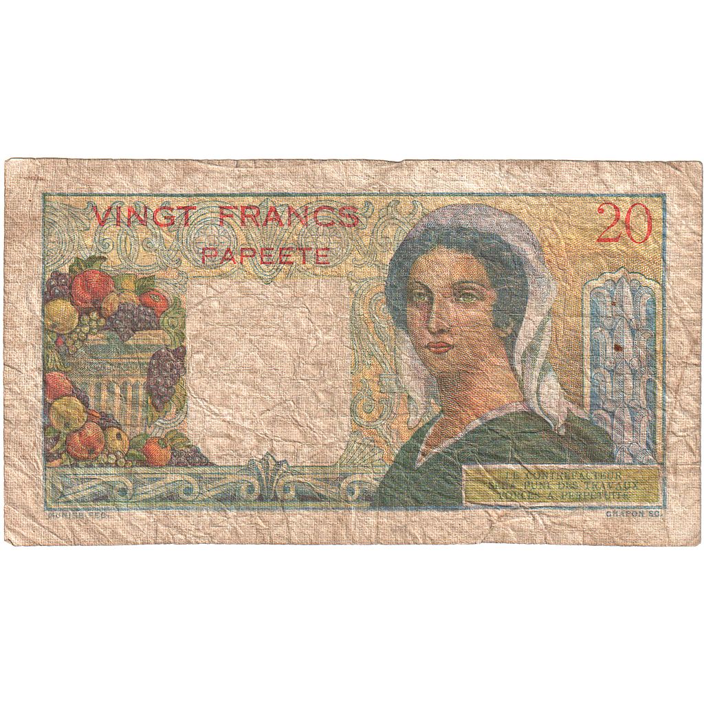 New Caledonia, 20 Francs, VF(30-35)