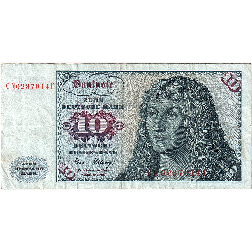 GERMANY - FEDERAL REPUBLIC, 10 Deutsche Mark, 1970-1980, 1980-01-02, KM:31d