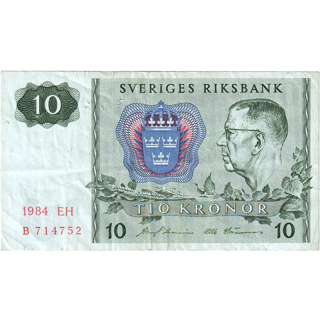Svezia, 10 Kronor, 1963-1990, 1984, KM:52e, SPL-