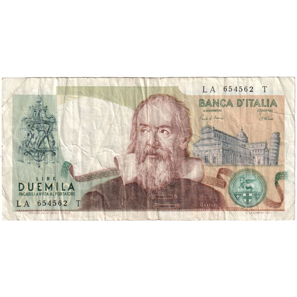 Banknote, Italy, 2000 Lire, KM:103b, VG(8-10)
