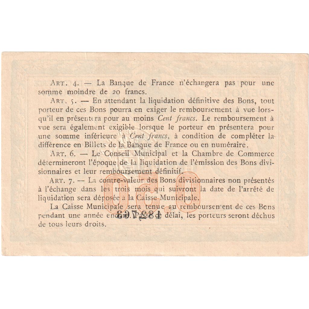France, Rouen, 50 Centimes, 1916, Chambre de Commerce, AU(55-58), Pirot:110-18