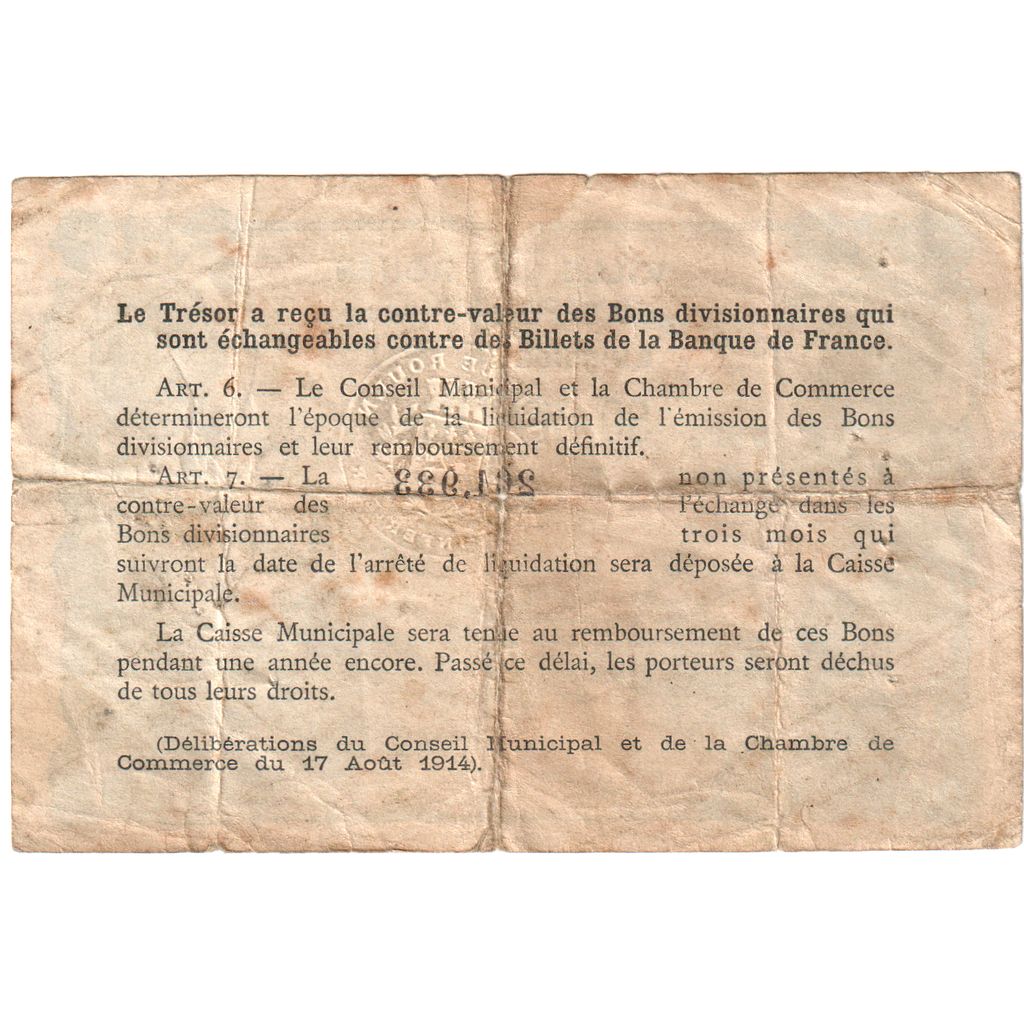 Frankreich, Rouen, 50 Centimes, 1922, SS, Pirot:110-64