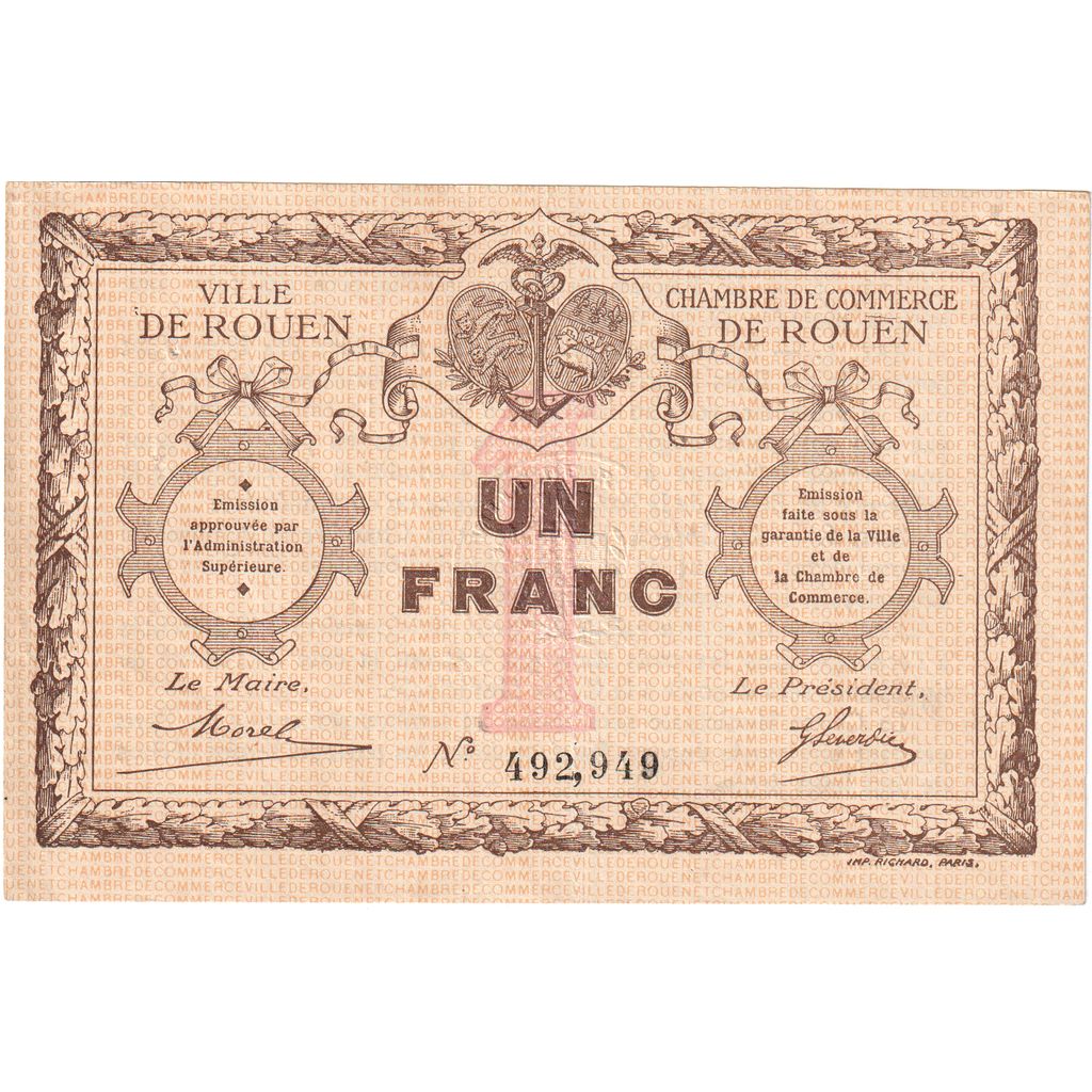Francia, Rouen, 1 Franc, BB, Pirot:110-3