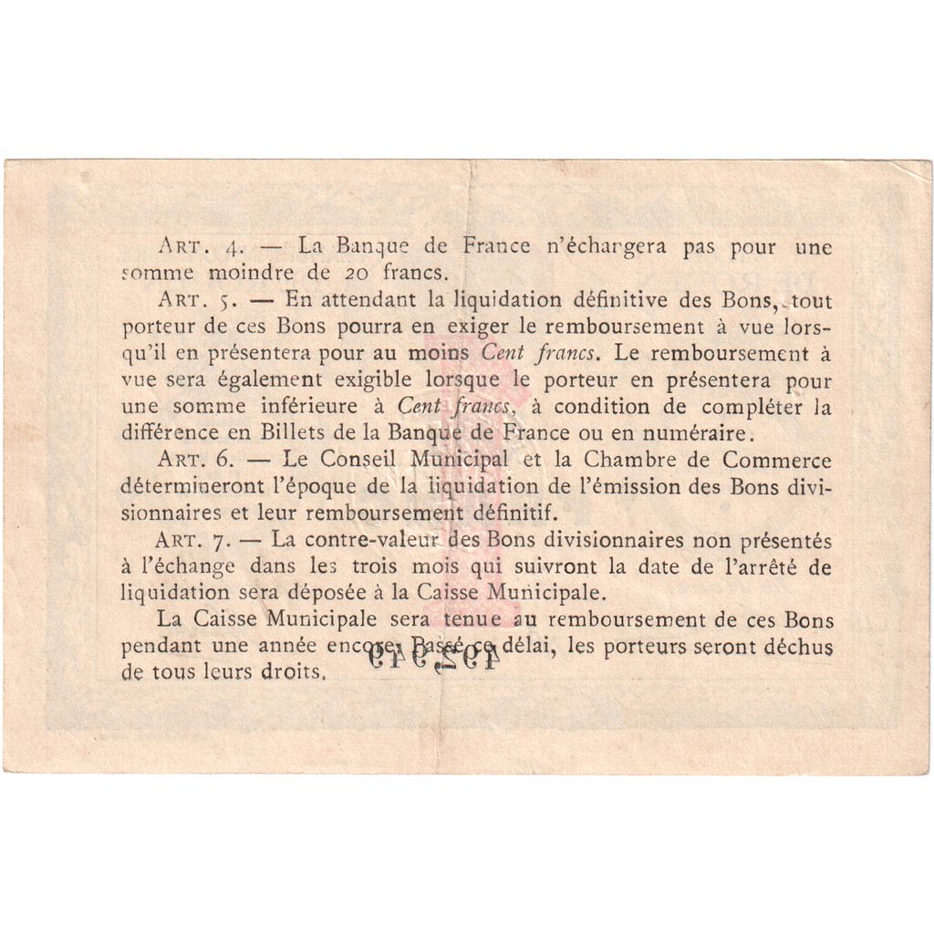 Francia, Rouen, 1 Franc, BB, Pirot:110-3