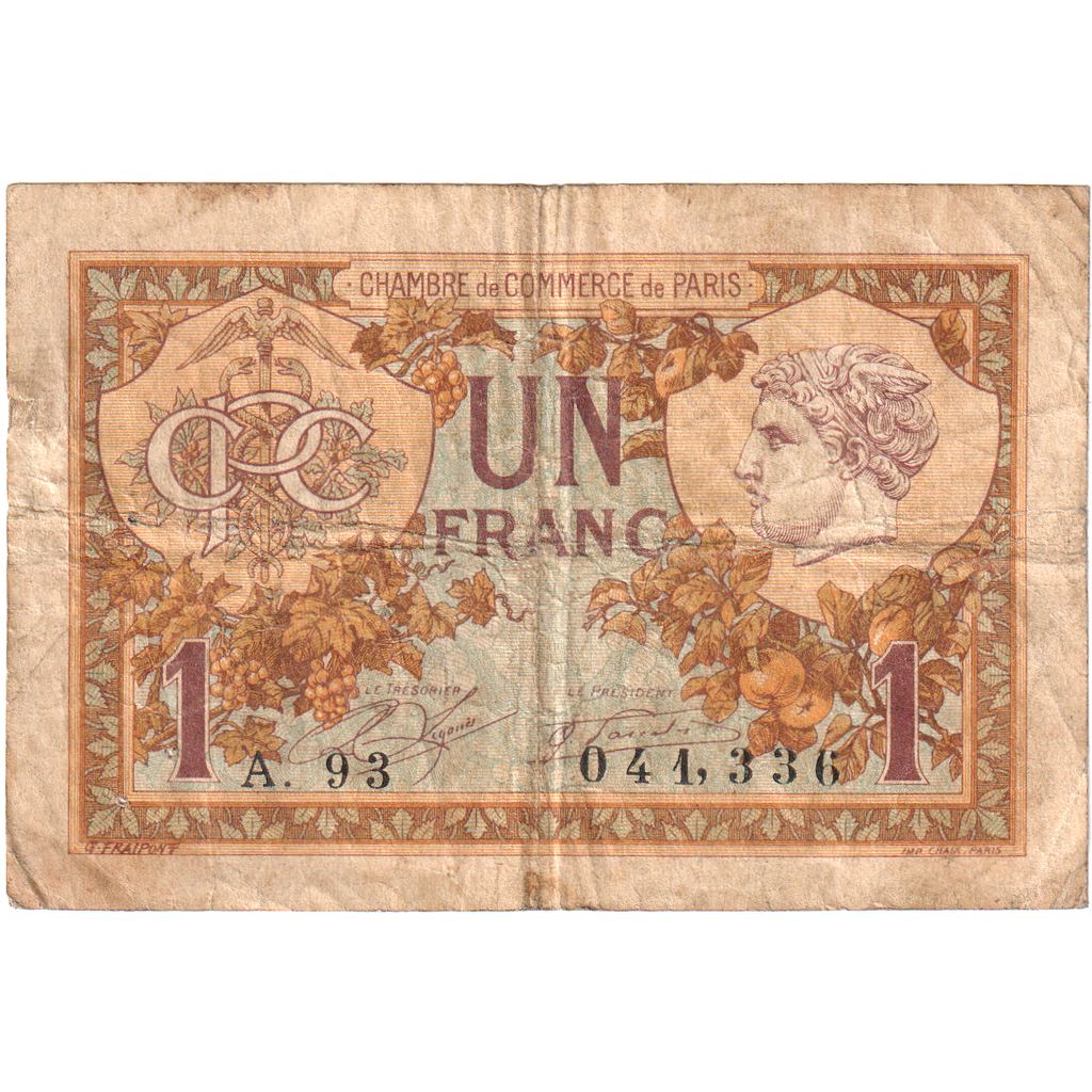 France, Paris, 1 Franc, 1920, VG(8-10), Pirot:97-36