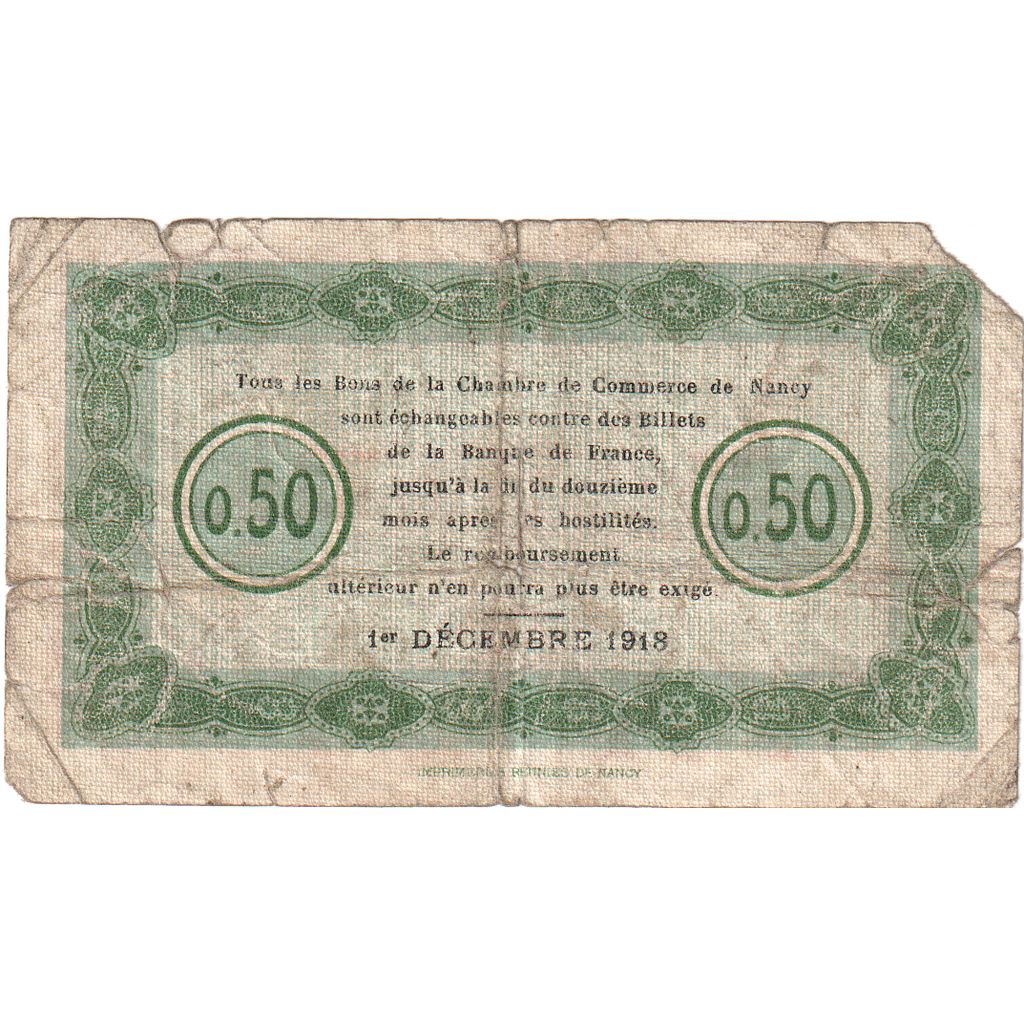 France, Nancy, 50 Centimes, 1915, B, Pirot:87-1