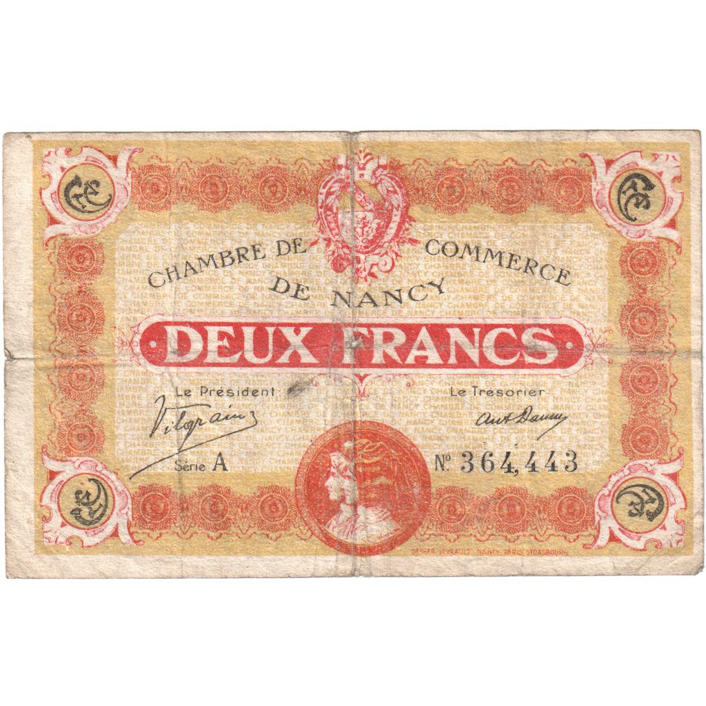France, Nancy, 2 Francs, 1918, B, Pirot:87-25