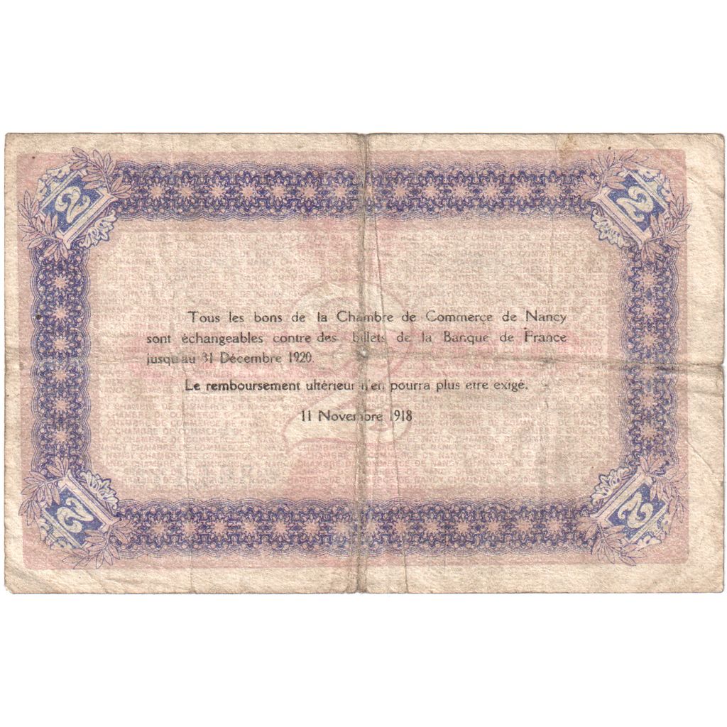 France, Nancy, 2 Francs, 1918, B, Pirot:87-25