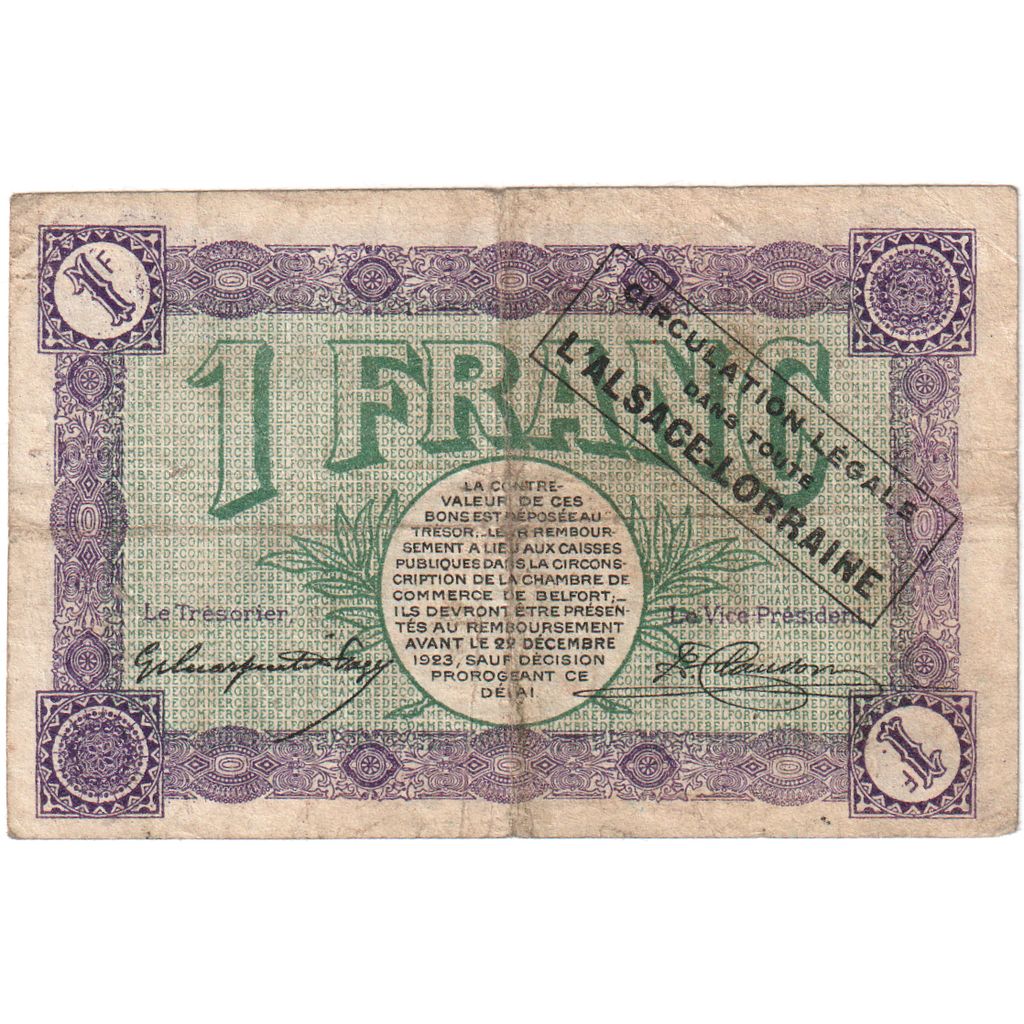 Francia, Belfort, 1 Franc, 1918, MB, Pirot:23-54