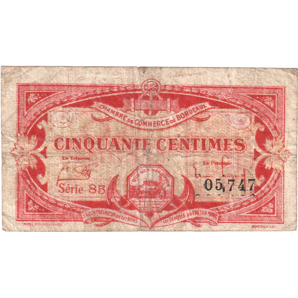 Francia, Bordeaux, 50 Centimes, B, Pirot:30-24