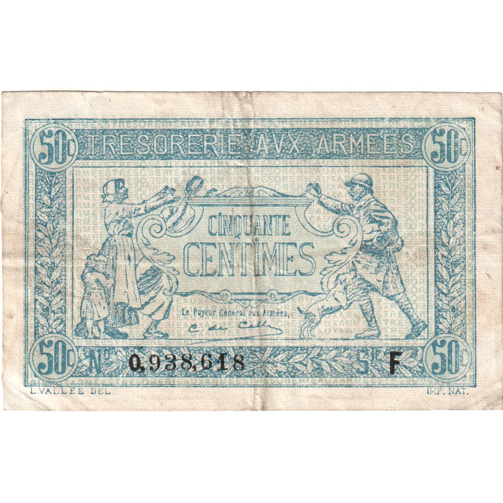 France, 50 Centimes, 1917, Q.938.618, VF(20-25), Fayette:VF01.06