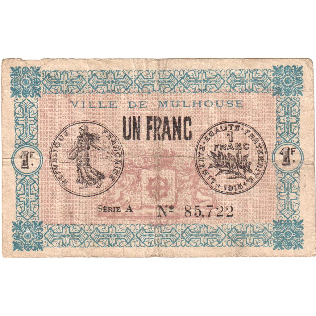 Francia, Mulhouse, 1 Franc, 1918, RC+, Pirot:132-2