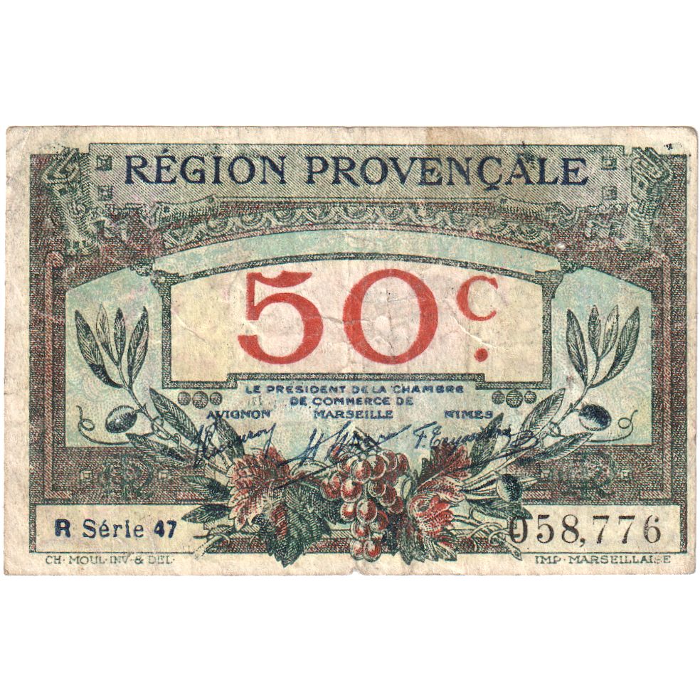 Francja, Région Provençale, 50 Centimes, Chambre de commerce / Région