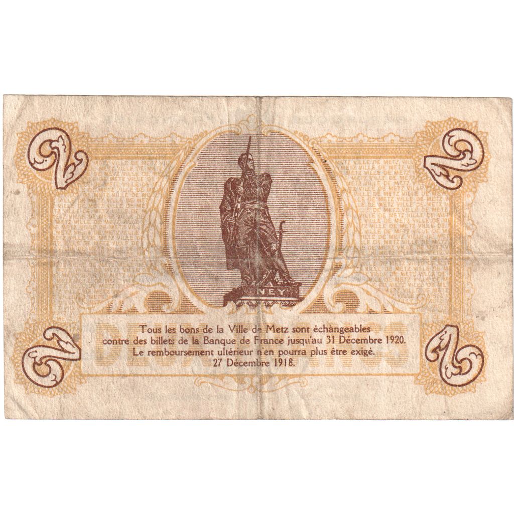 Francia, Metz, 2 Francs, MB+, Pirot:57-16