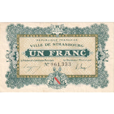 France, Strasbourg, 1 Franc, 1918, Bon Municipal., AU(55-58), Pirot:133-4