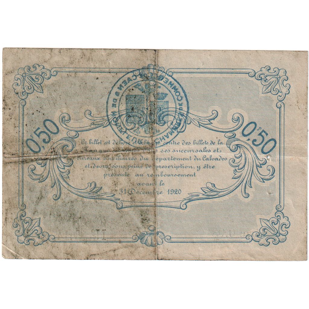 Francia, Caen et Honfleur, 50 Centimes, BB, Pirot:34-4