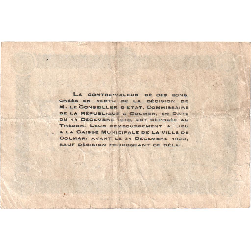 Francia, Colmar, 1 Franc, 1918, BB, Pirot:68-69