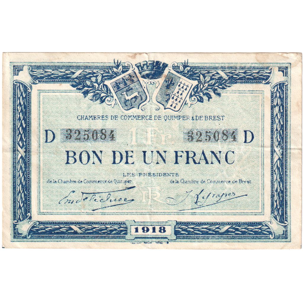 Frankreich, Quimper et Brest, 1 Franc, 1920, S, Pirot:104-17