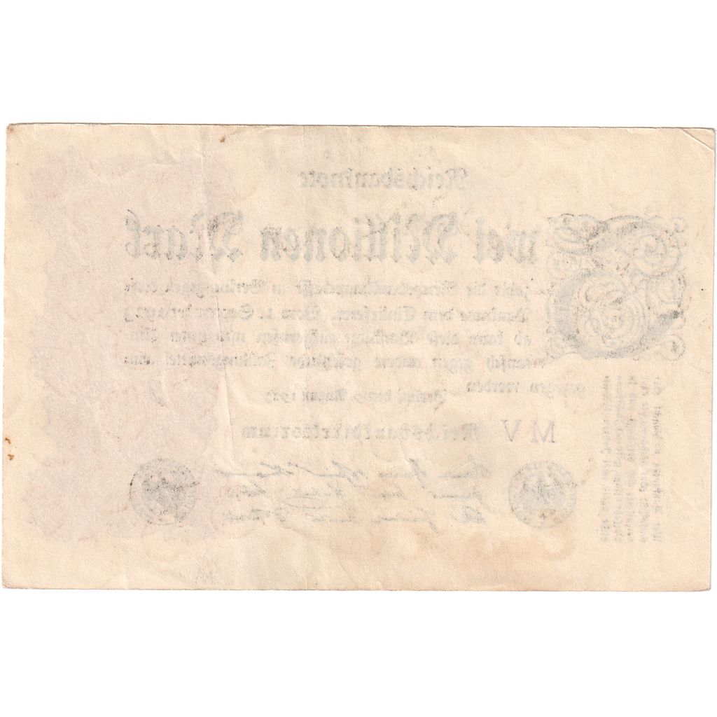 Germany, 2 Millionen Mark, 1923, 1923-08-09, KM:104b, EF(40-45)