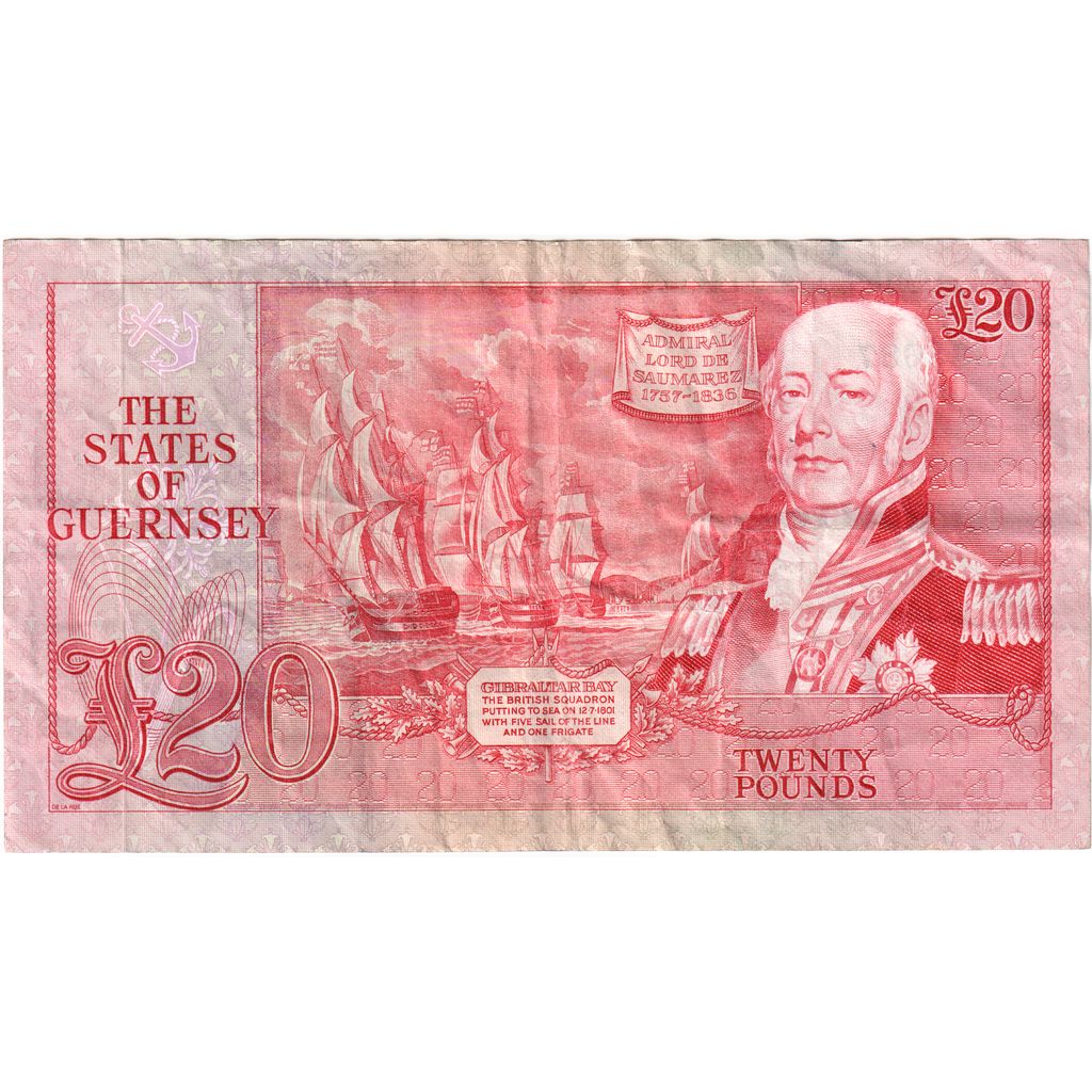 Guernsey, 20 Pounds, 1980-1989, KM:51a, EF(40-45)