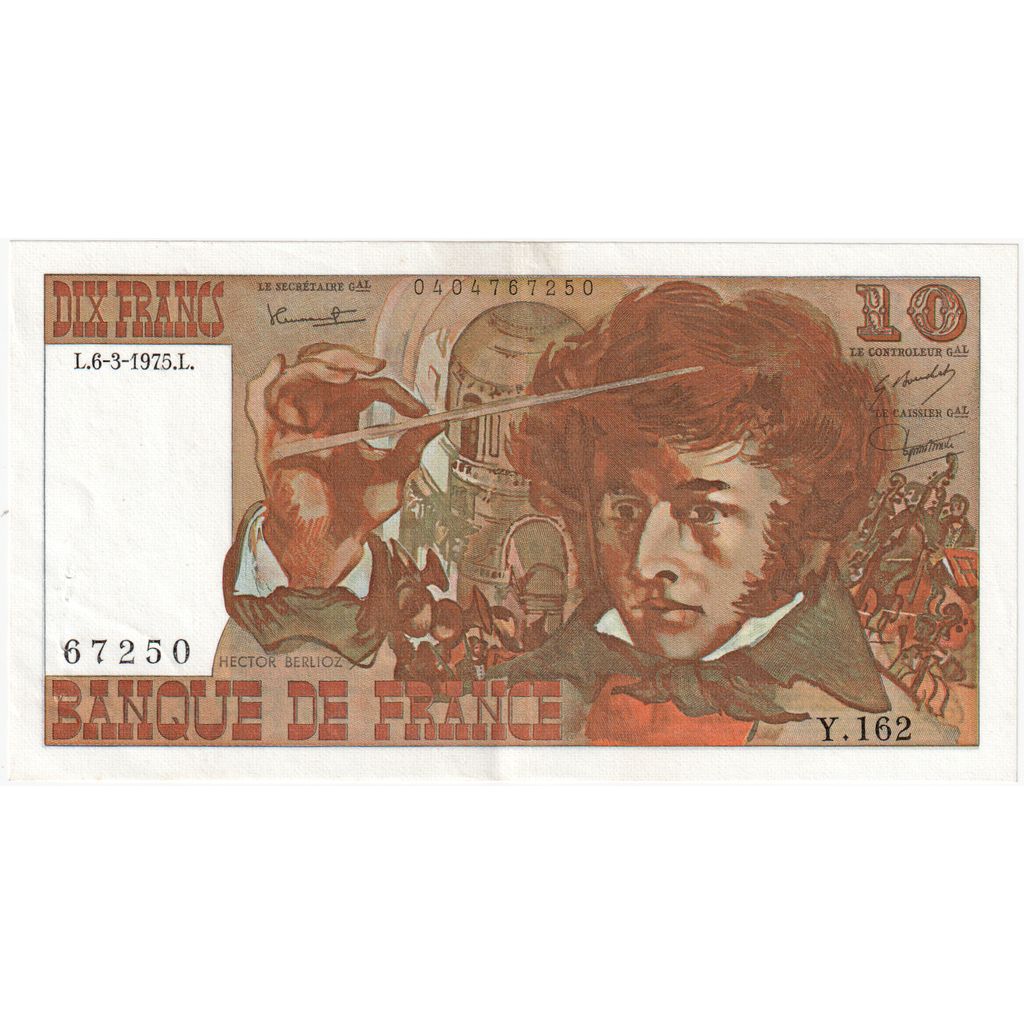 France, 10 Francs, Berlioz, 1975, Y.162, SUP, Fayette:63.9, KM:150b