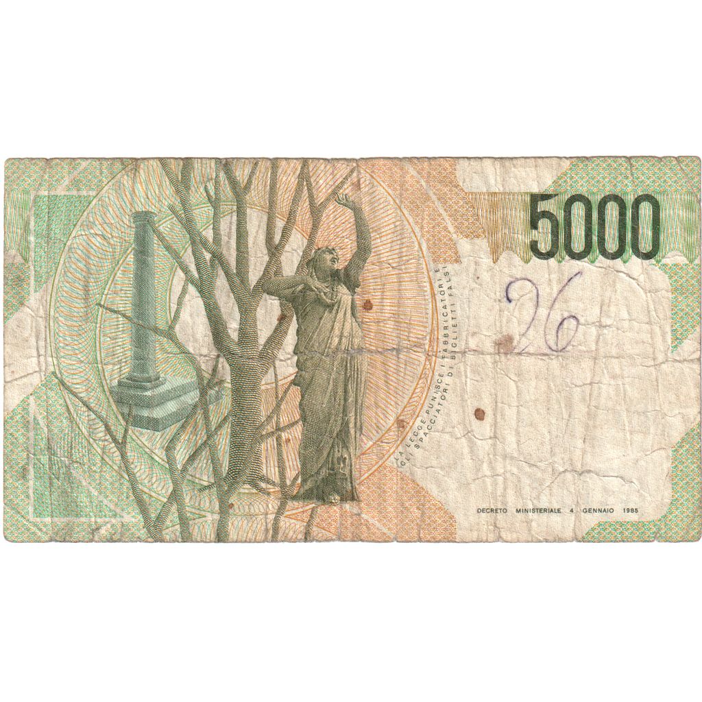 Italy, 5000 Lire, 1985, 1985-01-04, KM:111c, F(12-15)