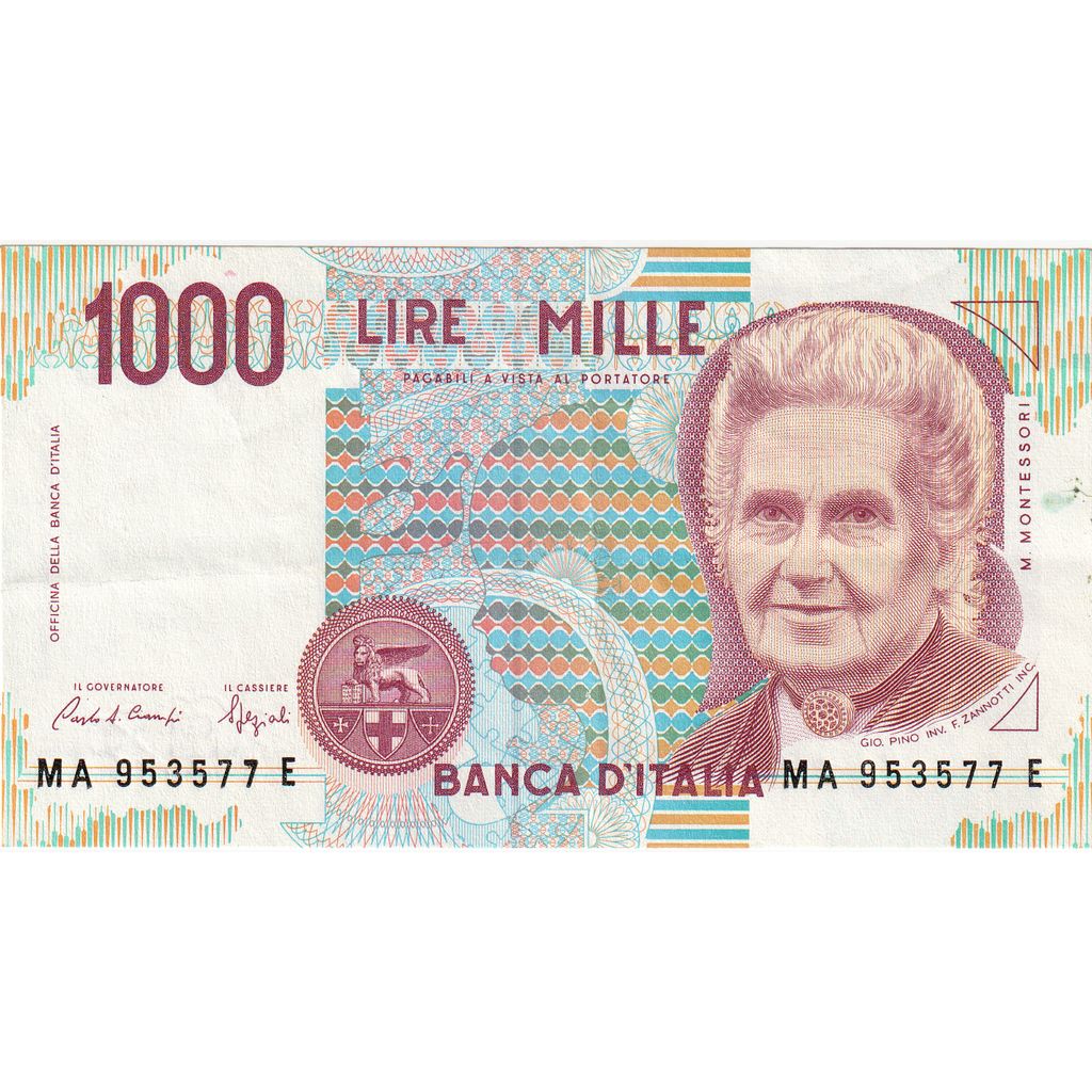 Włochy, 1000 Lire, 1990-1994, KM:114c, EF(40-45)