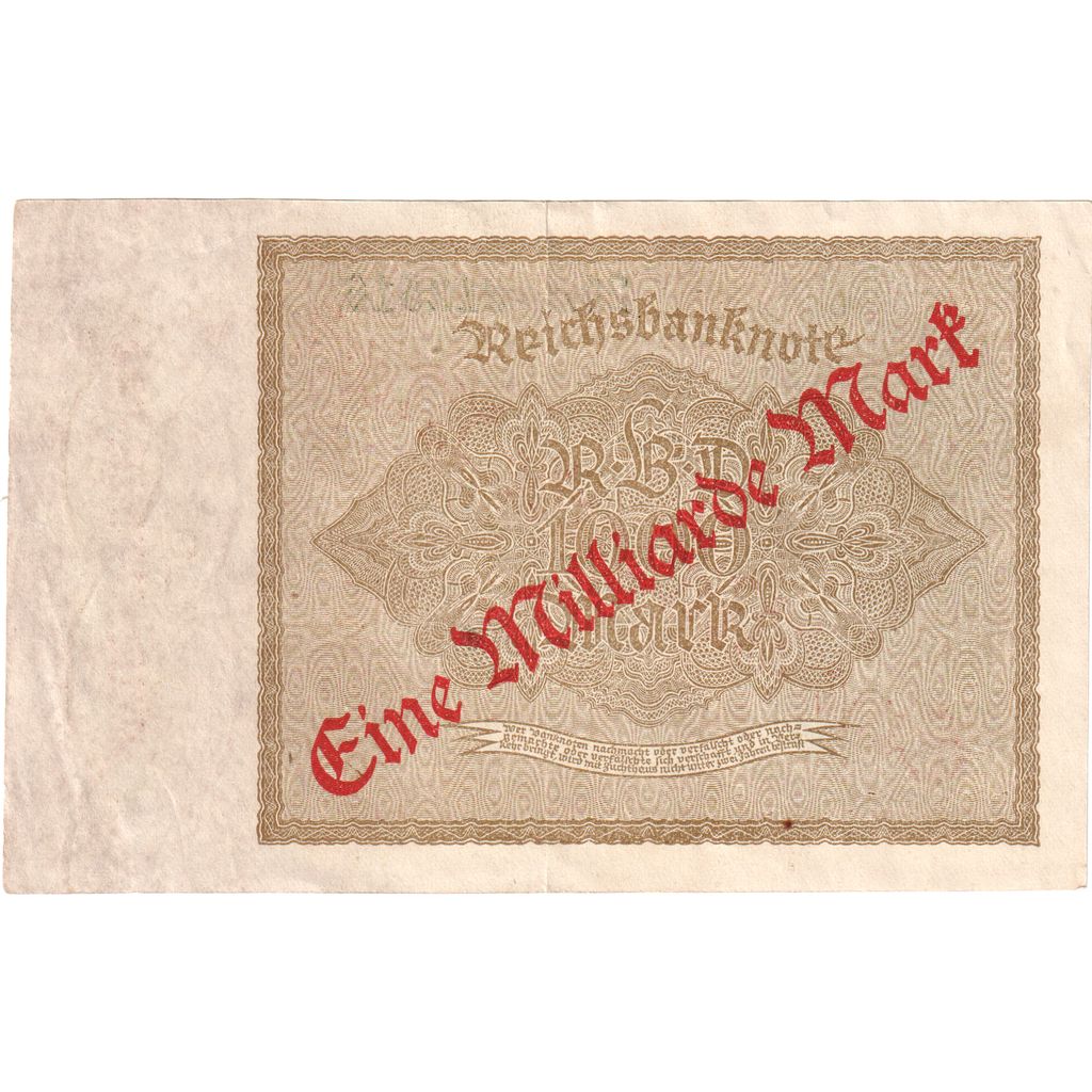 Germany, 1 Milliarde Mark on 1000 Mark, 1922, 1922-12-15, KM:113a, AU(55-58)