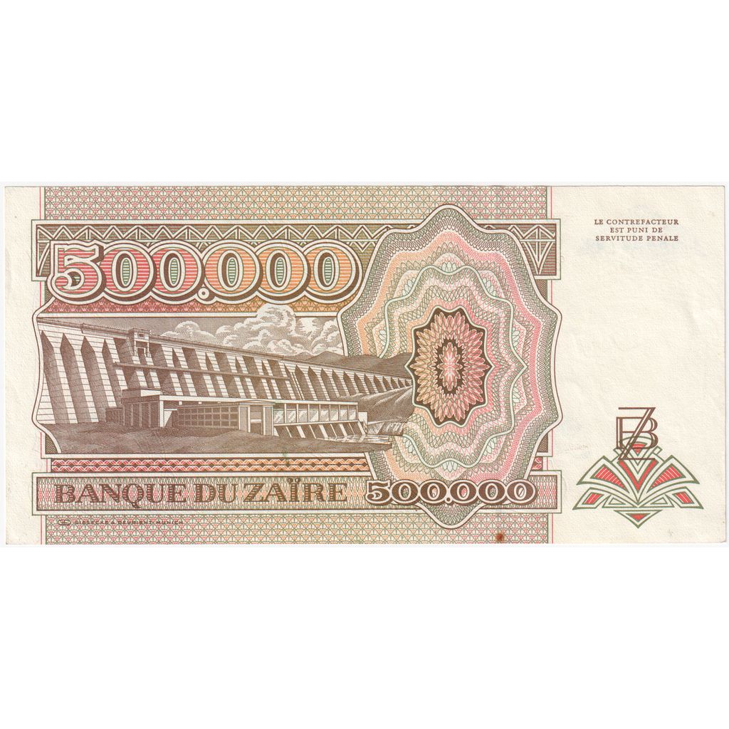 Zaire, 500,000 Zaïres, 1992-03-15, KM:43a, AU(55-58)