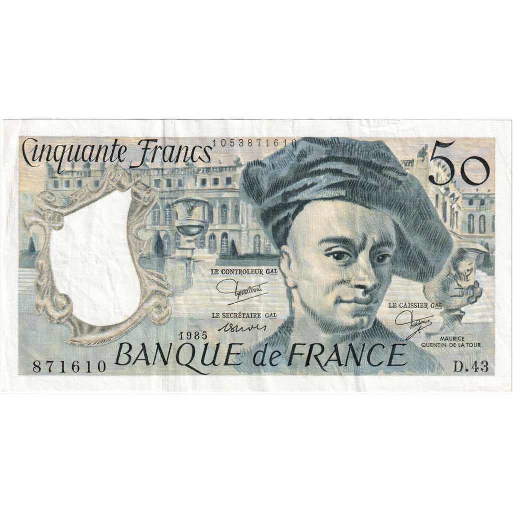 Francja, 50 Francs, Quentin de La Tour, 1985, D.43, EF(40-45), Fayette:67.11