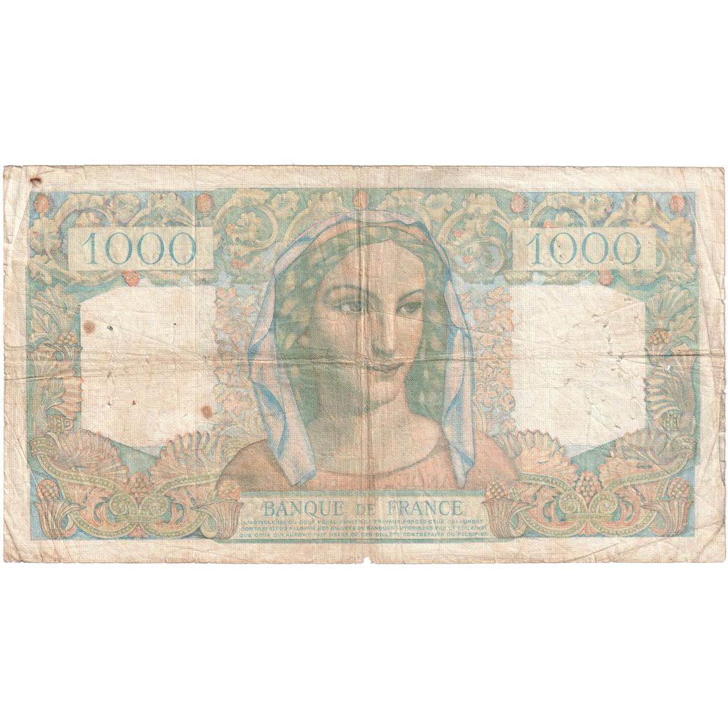 Francia, 1000 Francs, Minerve et Hercule, 1949, O.596, MB, Fayette:41.28