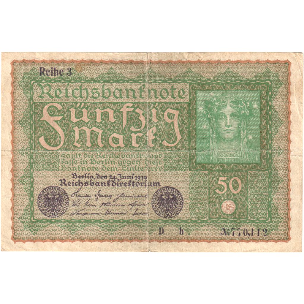 Germany, 50 Mark, 1919-06-24, KM:66, VF(30-35)