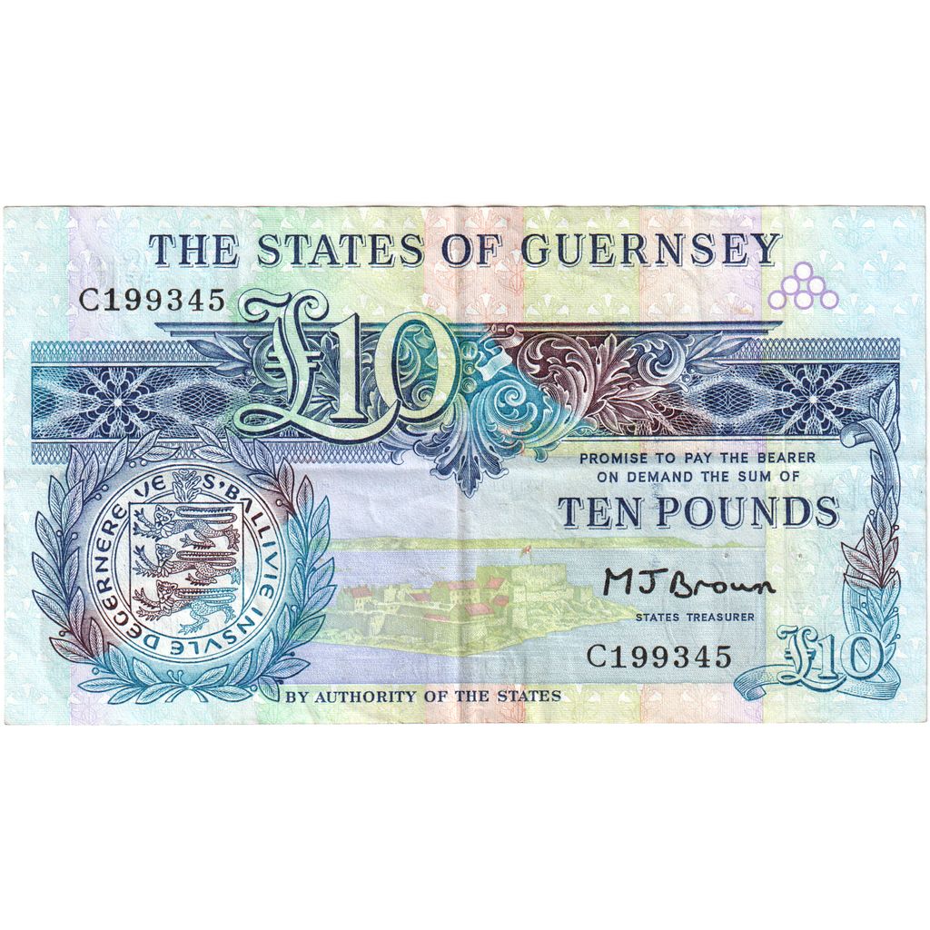 Guernsey, 10 Pounds, 1991, KM:54a, EF(40-45)
